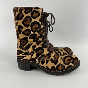 Donald J. Pliner Women’s Gita Combat Leopard Boots Size 9.5 M
